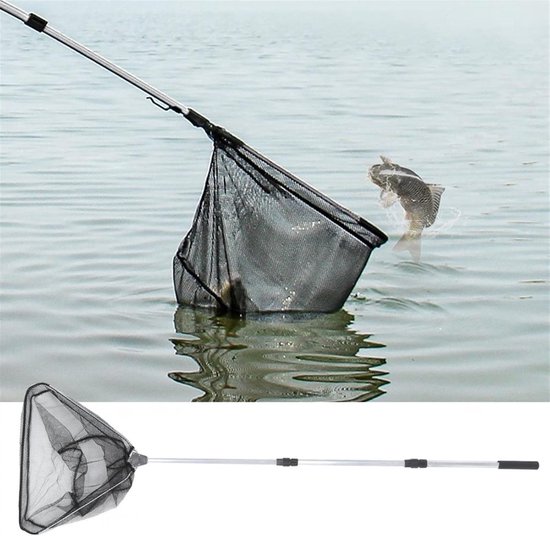 Opvouwbaar Visschepnet - Driehoekig Net - Vis Vangen - Telescopische Handgreep - 15 Meter - Zwart — afbeelding 3