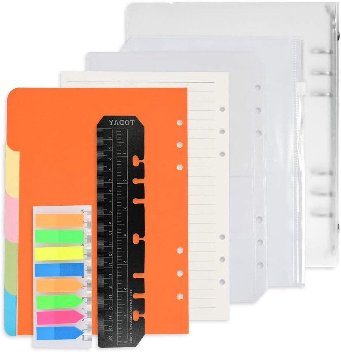 9-delige A5 Bureau Planner met 6 Ringen, 135 Vervangbladen, Tabs, Scheidingsbladen en Bookmark Ruler voor Efficiëntie en Organisatie