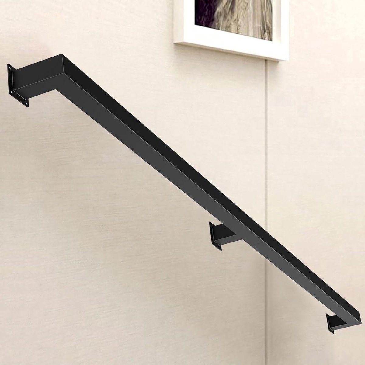 Trapleuning metaal - Muursteun leuning - Veiligheid thuis - Sterk smeedijzer - 250cm lengte - Zwart