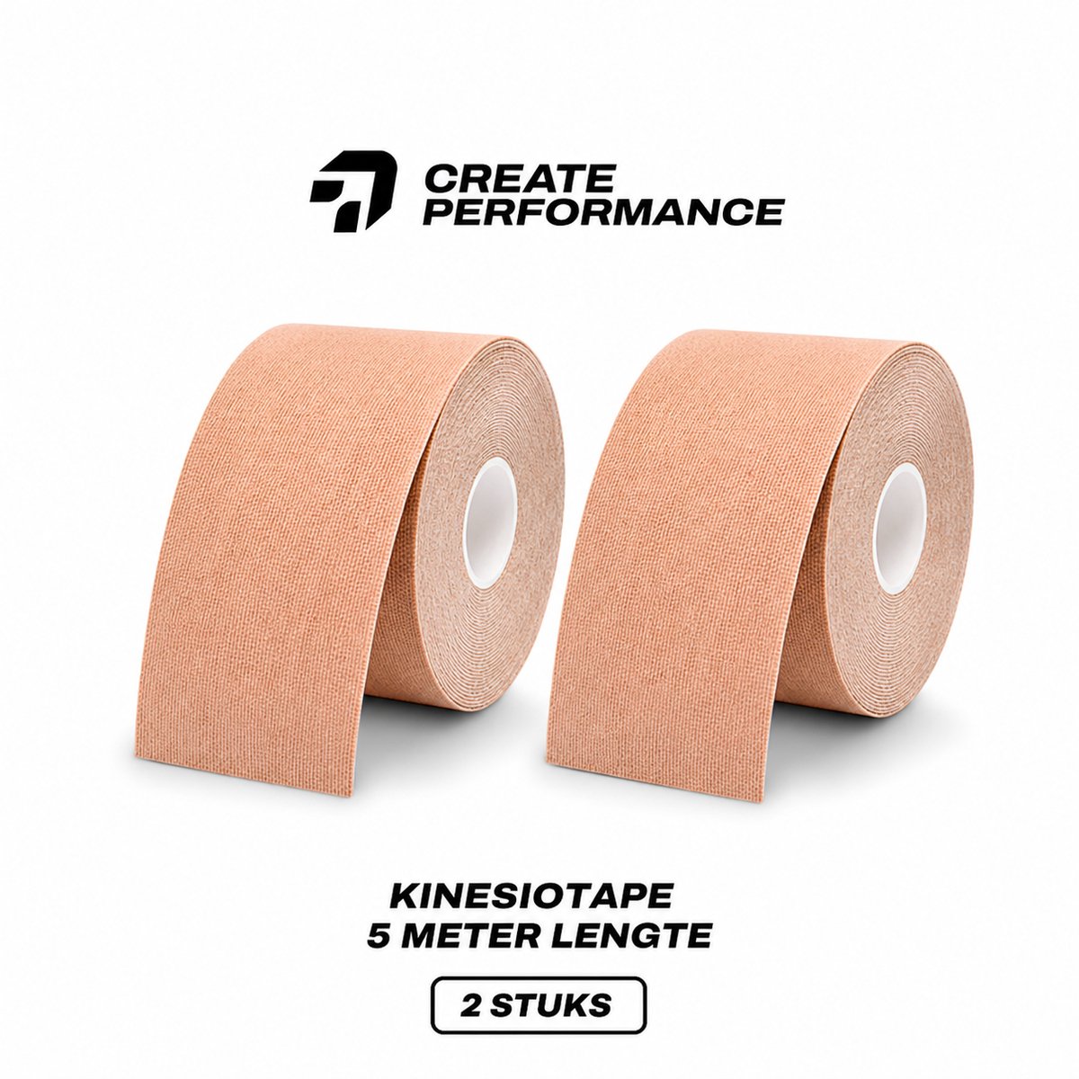 CREATE PERFORMANCE Kinesiotape - Fysio Tape - Sport tape - 2 Stuks - Beige - Inclusief Tape Tasje