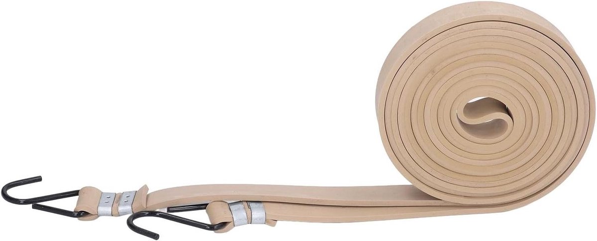 Plat Bungeekoord - Elastische Band - Bagage Vervoeren - Met Stevige Haken - 4 Meter Lengte - Zwart