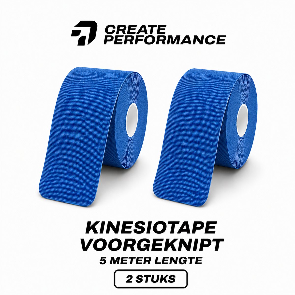 CREATE PERFORMANCE Kinesiotape - Voorgesneden - Fysio Tape - Sport tape - 2 doosjes - 5 Meter lang - Blauw - Inclusief Tape Tasje