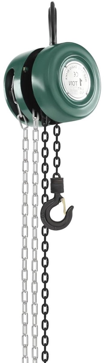 Handkettingtakel - Trekketting takel - Zware lasten tillen - Robuuste stalen constructie - 1000 kg 3 m - Groen