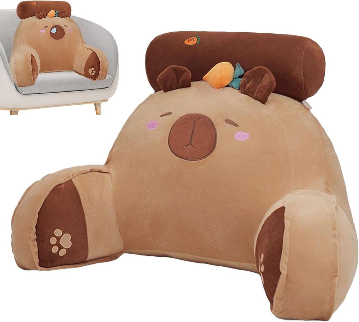 Rugleuningskussen - Steunkussen bed - Comfortabel lezen - Met armleuningen - 65x45 cm - Meerkleurig