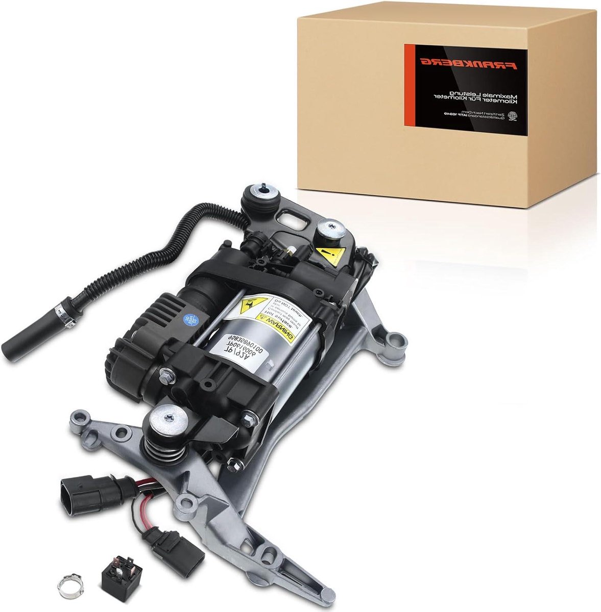 Luchtvering Compressor - Reserve Onderdeel - Voertuig Herstel - Directe Vervanging - 34.5 x 32.5 x 16 cm - Zilverkleurig
