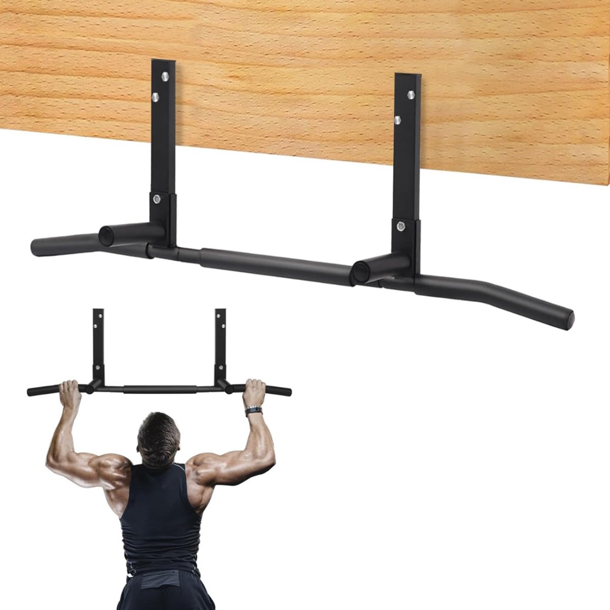 YOR® Pull Up Bar - Wasstrips - Pull Up Station - Zwart - ‎ 43cm x 15cm x 11cm thumbnail 5