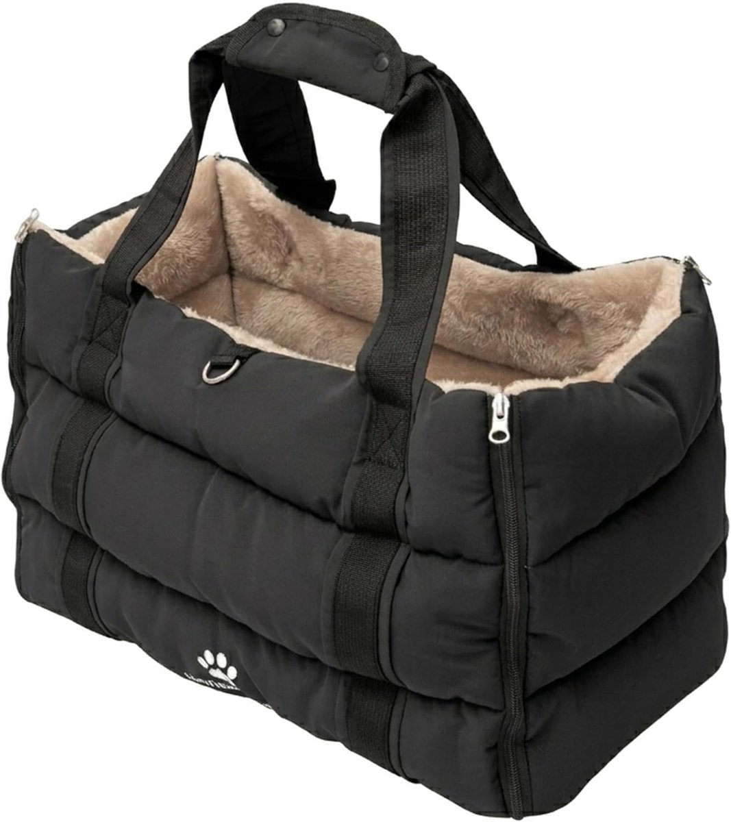 Wanderpfote Hondentas – Hondentas & draagtas voor honden, hondentas tot 10 kg, lichte transporttas voor honden als handige schoudertas voor op reis (Zwart, L)