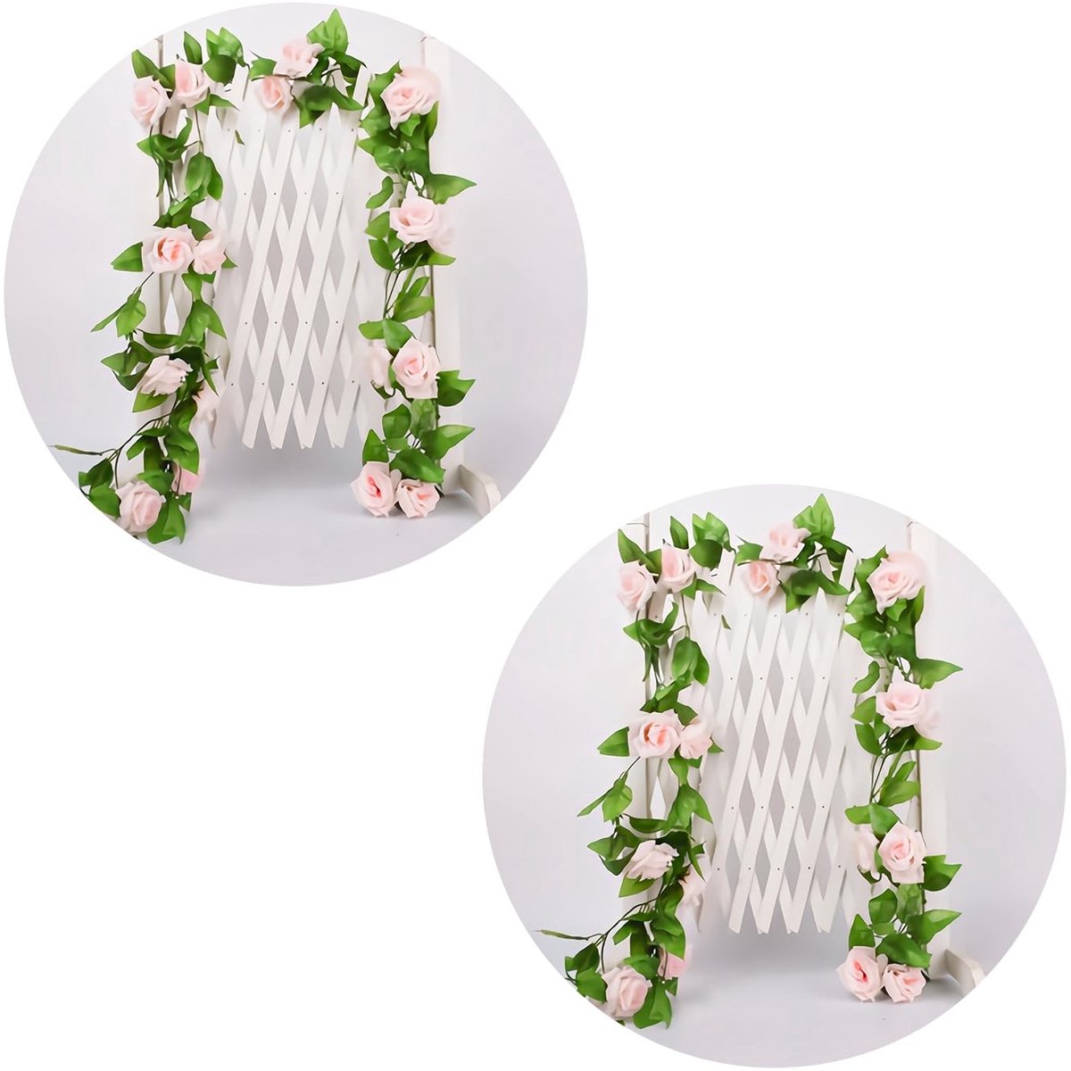 aladdien - Kunstmatige Rozen Klimop - Roze Bloemengirlande - Decoratie voor Bruiloft - 2 Stuks - Perfect voor feestdecoratie - Realistische uitstral...