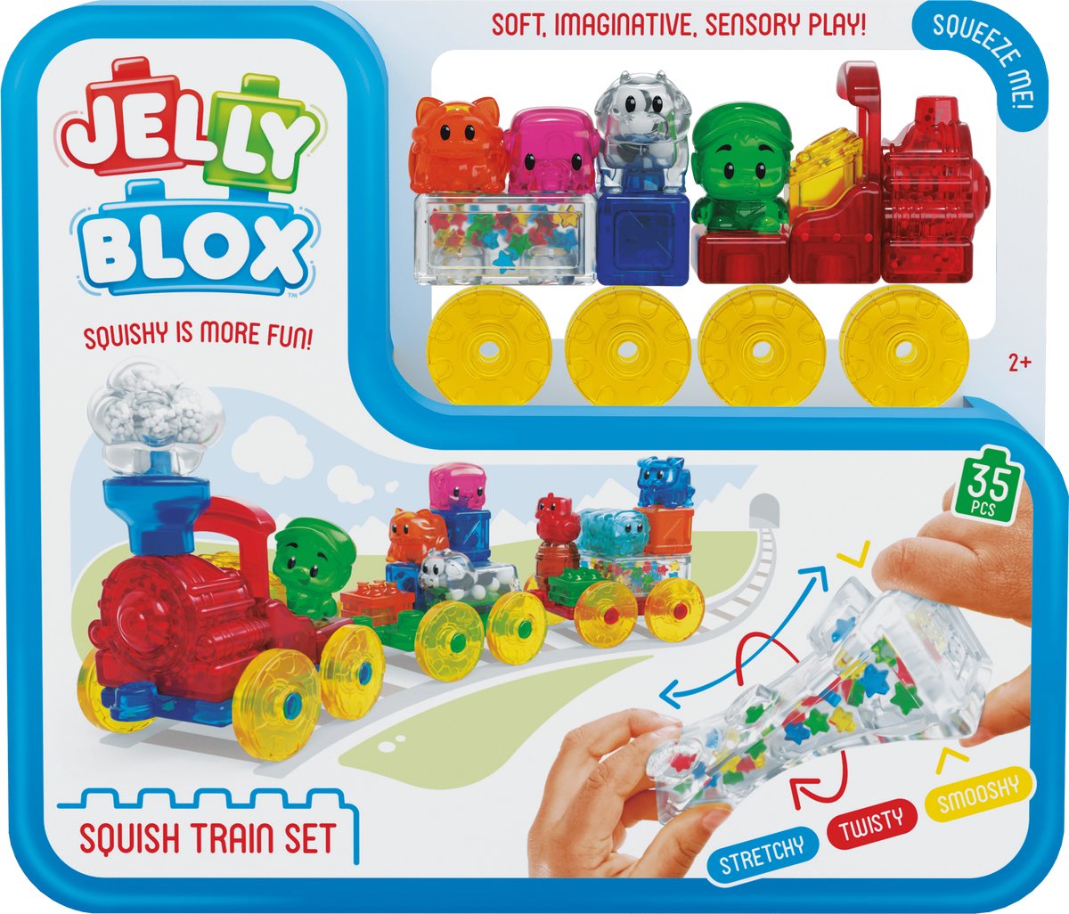 Goliath Jelly Blox Squishy Train Set - Constructiespeelgoed - Zachte Bouwblokken - Pijnvrij Spelen - Vanaf 2 jaar - BPA vrij
