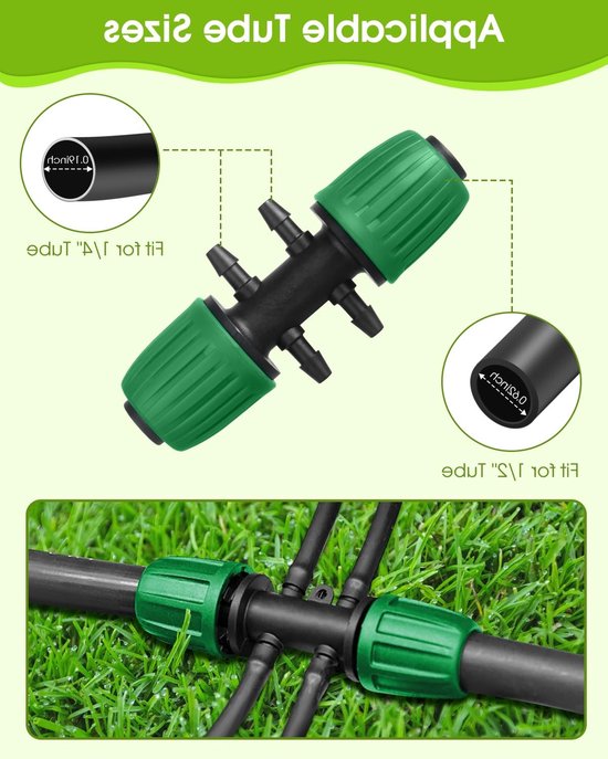 Dailygoods- Druppelirrigatieonderdelen 18 Stuks - Druppelaansluitingen - Irrigatiebuis - Lekvrije Verbinding - Waterdicht - Veilig Twist-Lock Mechanisme - Irrigatiesysteem van Dailygoods — afbeelding 5