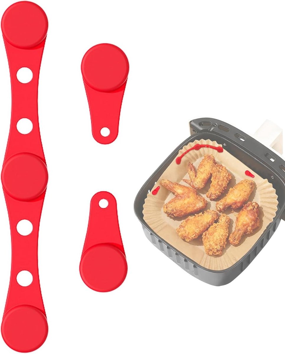 Airfryer Magneten Bakpapier Houders Koken en Bakken Hittebestendig Siliconen 10.2 x 1.4 cm Rood