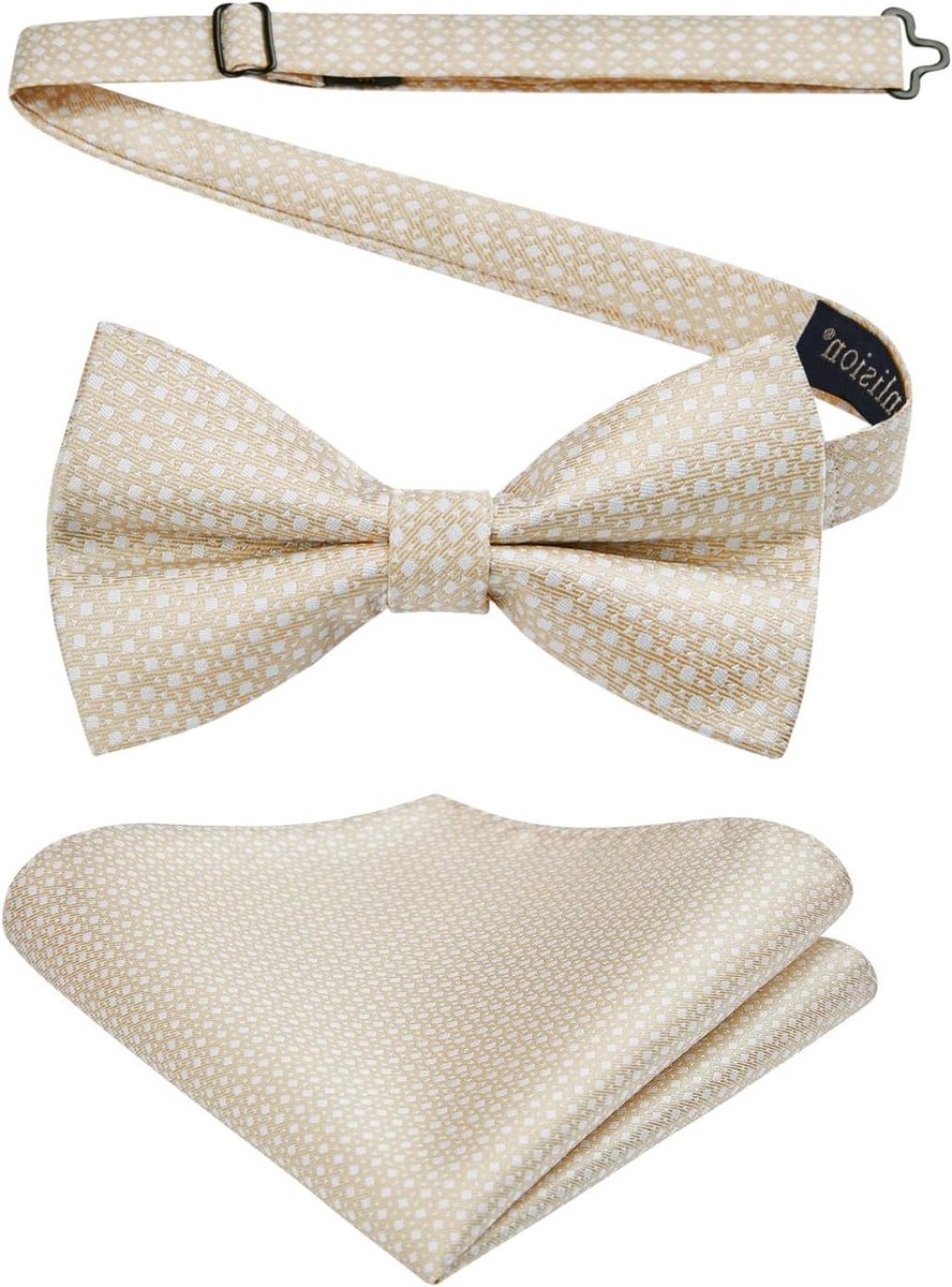 Stijlvolle Strikdas voor Mannen - Set met Zakdoek en Cadeaubox voor Bruiloften en Feestelijke Gelegenheden, Satijnen Strik en Handkerchief