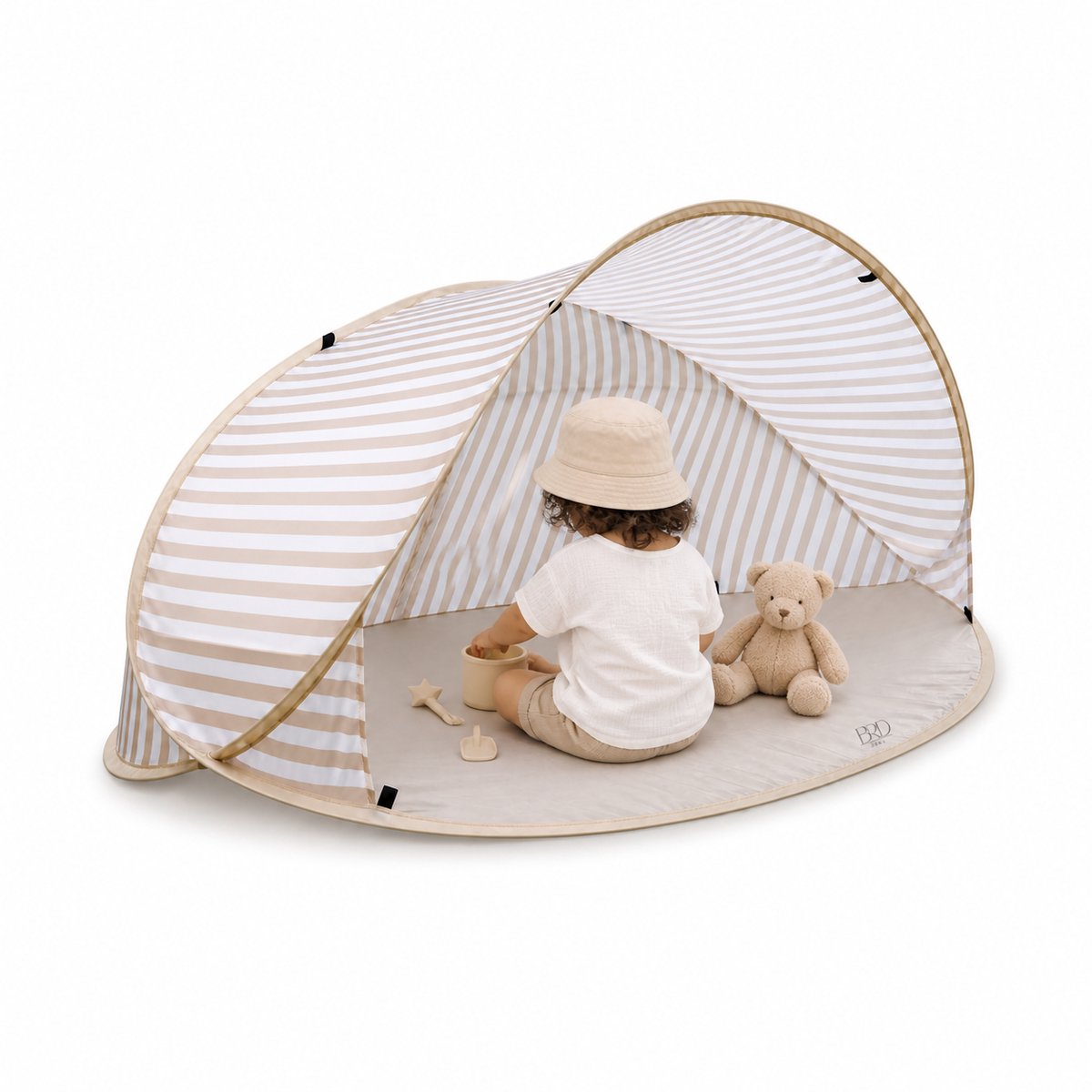 BRD® Ovale Pop-up Strandtent Beige - 2-Persoons Tent met Opbergtas