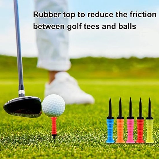 Golfladder - 10 stuks - Zachte rubberen koppen - Vijf kleuren - Vermindert wrijving en zijwaartse spin - Lengte 8.3 cm — afbeelding 5