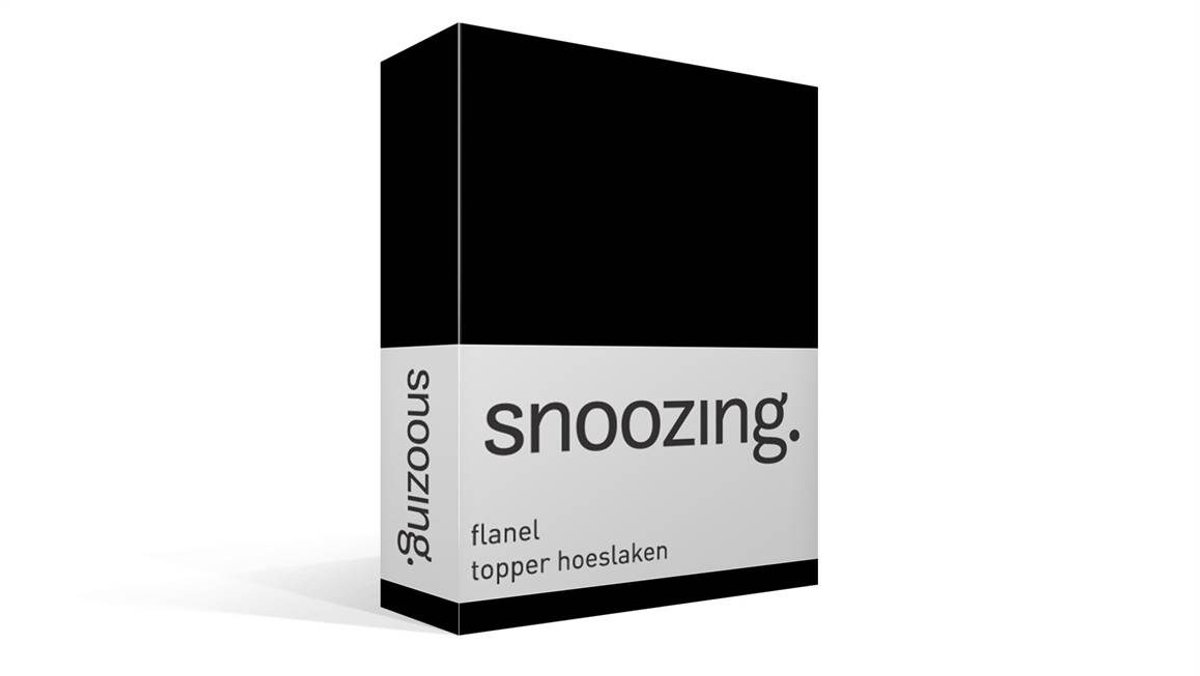 Snoozing - Flanel - Hoeslaken - Topper - Lits-jumeaux - 160x200 cm - Zwart