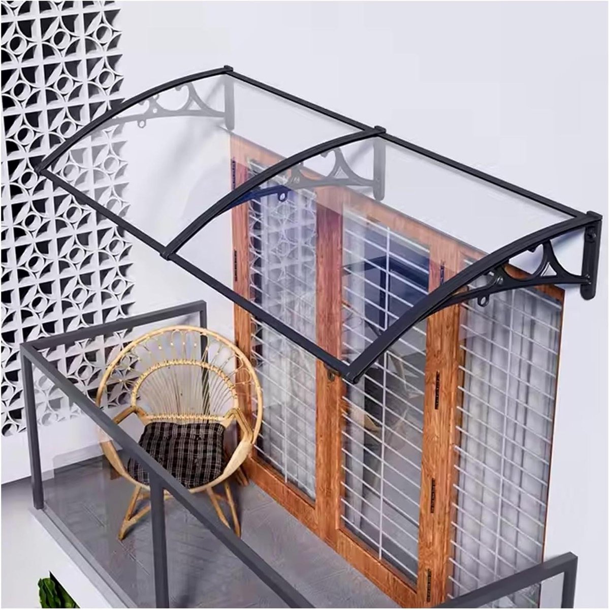 Overkapping Voordeur - Regenscherm Huis - Buiten Beschermen - Zelfreinigend Ontwerp - 100x100cm - Transparant