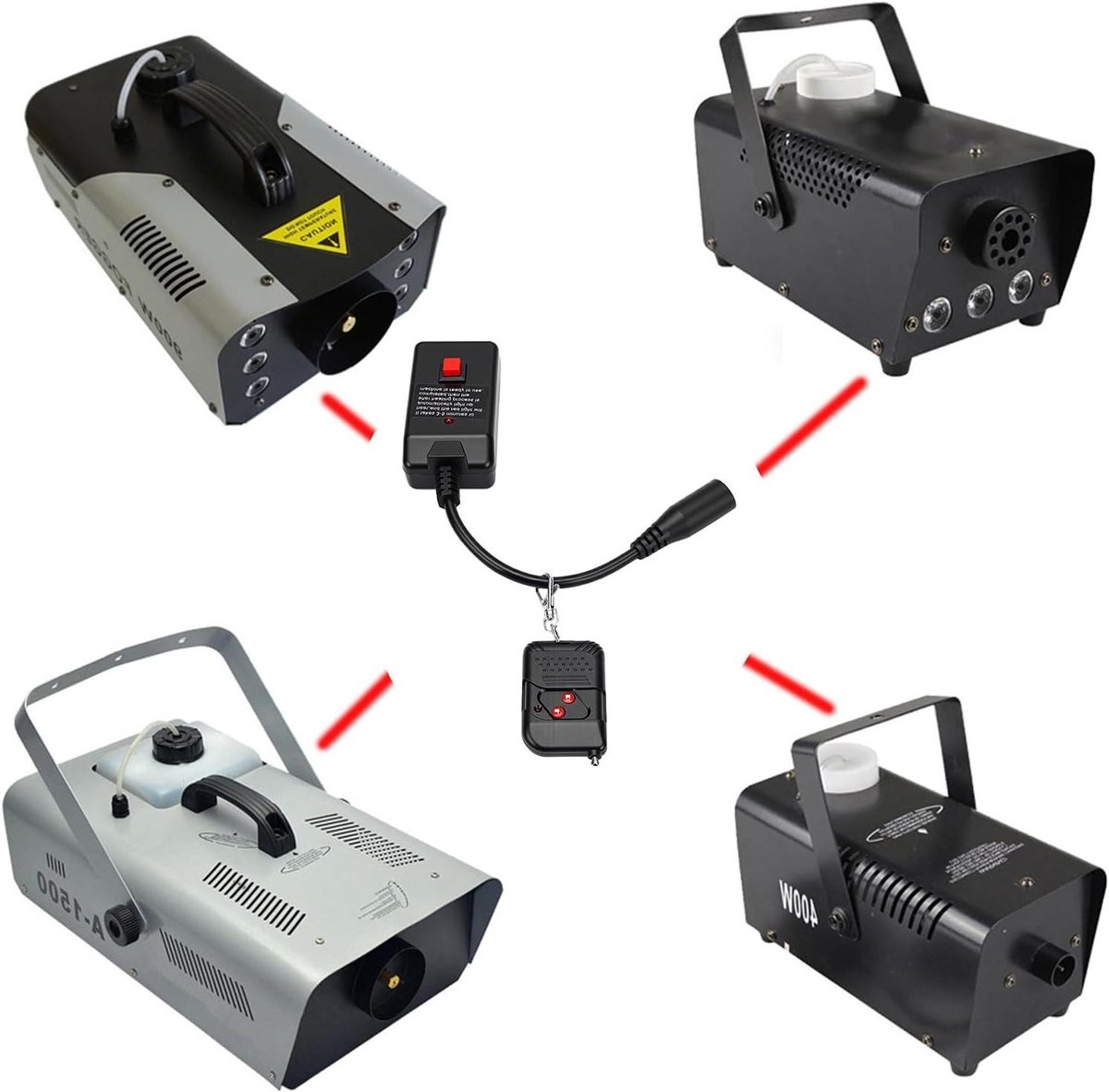 Rookmachine Afstandsbediening - Draadloze Ontvanger - Podium Effecten - Dubbele Bediening - 14 Meter Bereik - Zwart