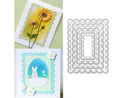 hinana 4 Stks/set Rechthoek Frame Metalen Die Cuts, Gestikt Geschulpte Nesting Tag Achtergrond Snijden Dies Cut Stencils Voor Diy Scrapbooking Album Decoratieve Embossing Papier Kaart Maken