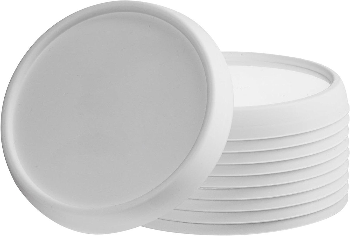 Herbruikbare Deksels - Yoghurt Bekers - Voedsel Bewaren - Luchtdichte Afsluiting - 10 Stuks - Wit