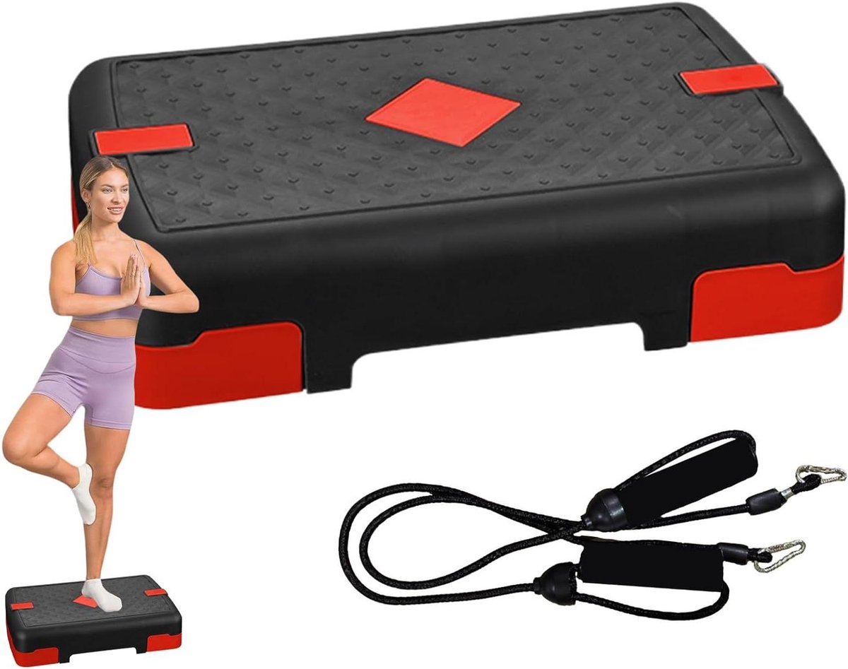 Opstapbankje Fitness - Trainingsplatform Aerobics - Thuis Sporten - Antislip Veiligheid - 45x29x10cm - Rood
