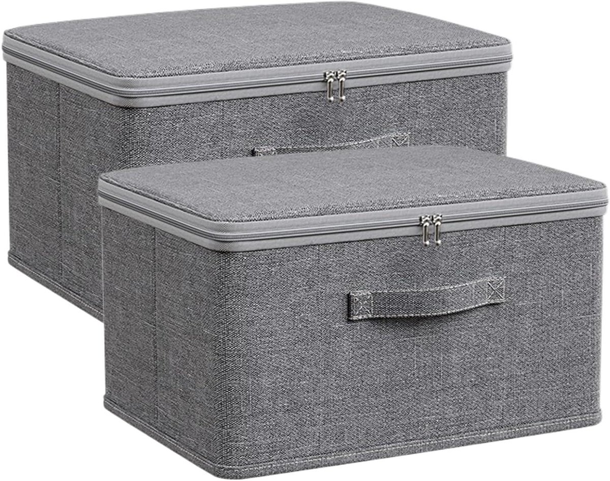 Stoffen opbergdoos - Mand Organizer - Huis Opruimen - Met Deksel - Extra Large - Grijs