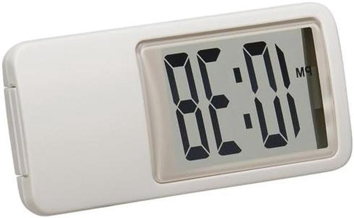 Mini Klok - Digitale Wekker - Tijd Weergeven - 12/24 Uurs - 65x17x33mm - Wit Grijs
