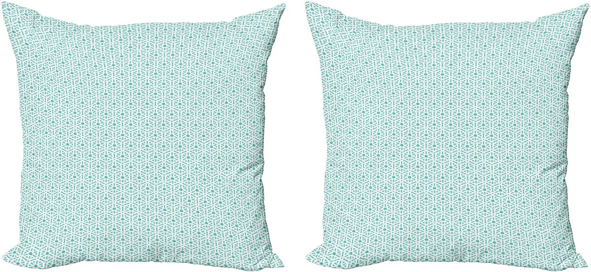 ABAKUHAUS Abstracte decoratieve kussenhoes, 2-pack, moderne accenten, dubbelzijdige digitale print, 40x40 cm, turquoise en wit