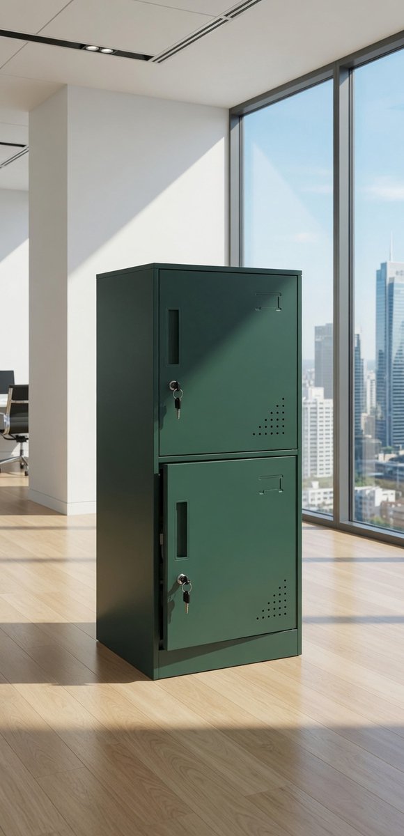Metalen Lockerkast 90x38x45 cm – 2-Deurs Opbergkast van Staal met Slot & Sleutels – Ventil