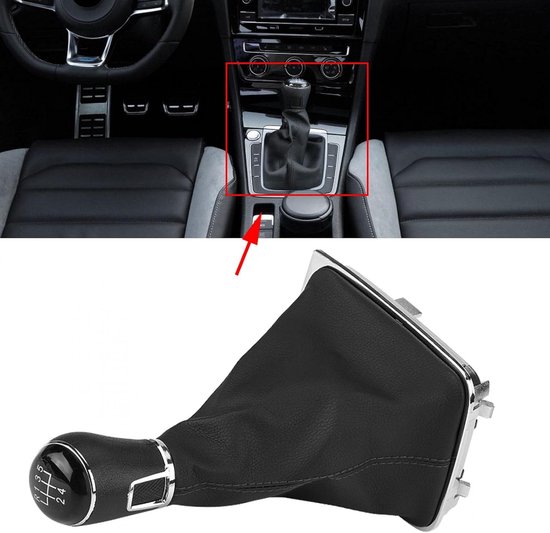 Versnellingspookknop met Legging - Schakelknop Auto - Auto Interieur - Directe Pasvorm - 5 Versnellingen - Zwart van Merkloos — afbeelding 5