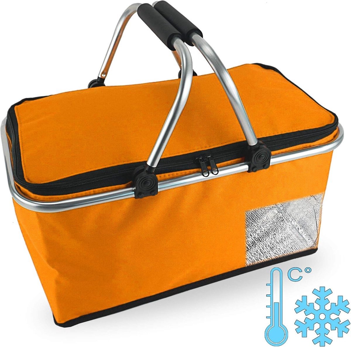 Borvat® Picknickmand Koeltas - Thermo Lunchtas Met Koelvak - Koeltasje - Opvouwbaar - Oranje