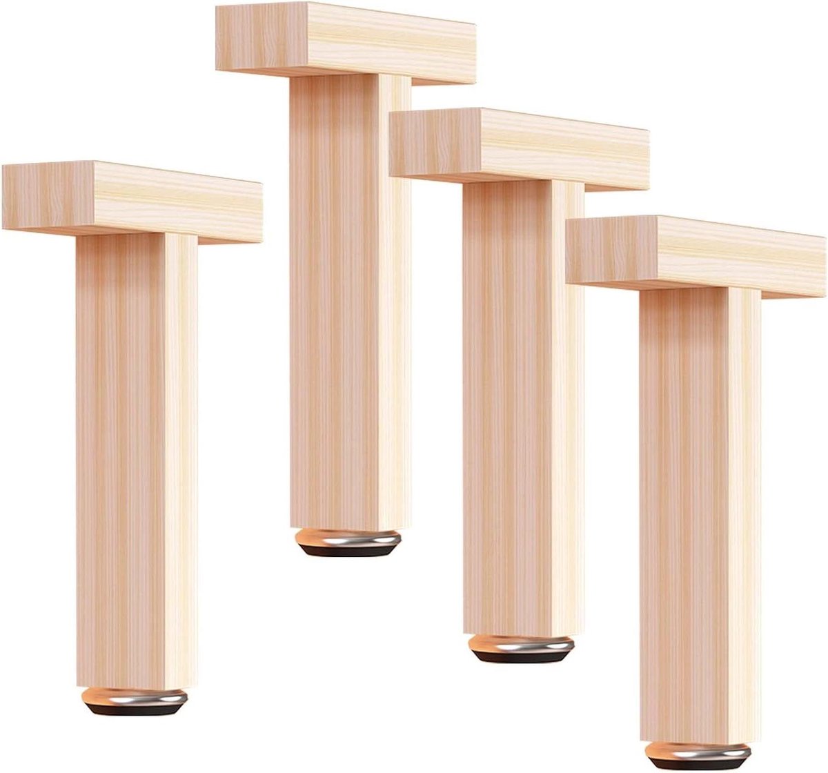 Massief houten poten - Meubelsteunen bank - Meubels verhogen - In hoogte verstelbaar - 37 cm - Houtkleur