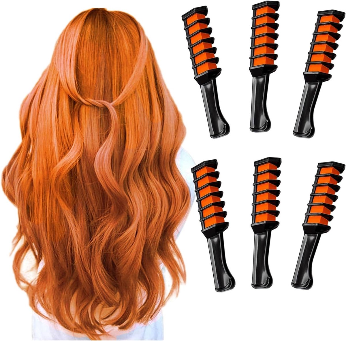 Kleurige Haarkrijt Set voor Meisjes - 6 Wasbare Krijt Stiften voor Creatieve Haarstijlen, Carnaval en Verjaardagen