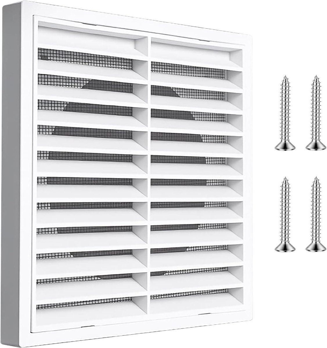 Ventilatierooster Rechthoekig - Afvoerluchtrooster - Luchtcirculatie Verbeteren - Met Insectenbescherming - 176 x 176 mm - Wit