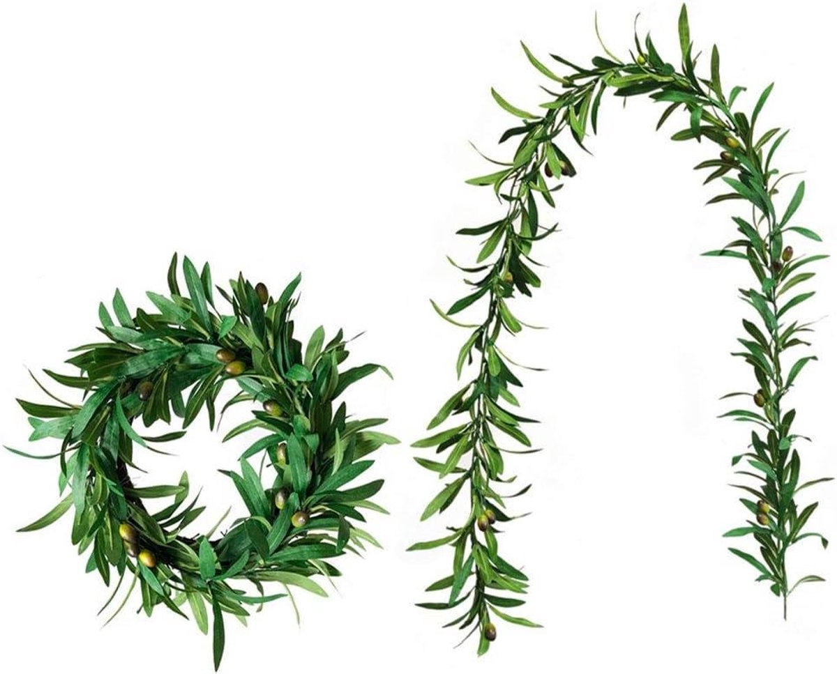 Kunstmatige Eucalyptus - Groene Slingers - Decoratie Aanbrengen - Levensechte Uitstraling - 2 Stuks 185cm - Groen