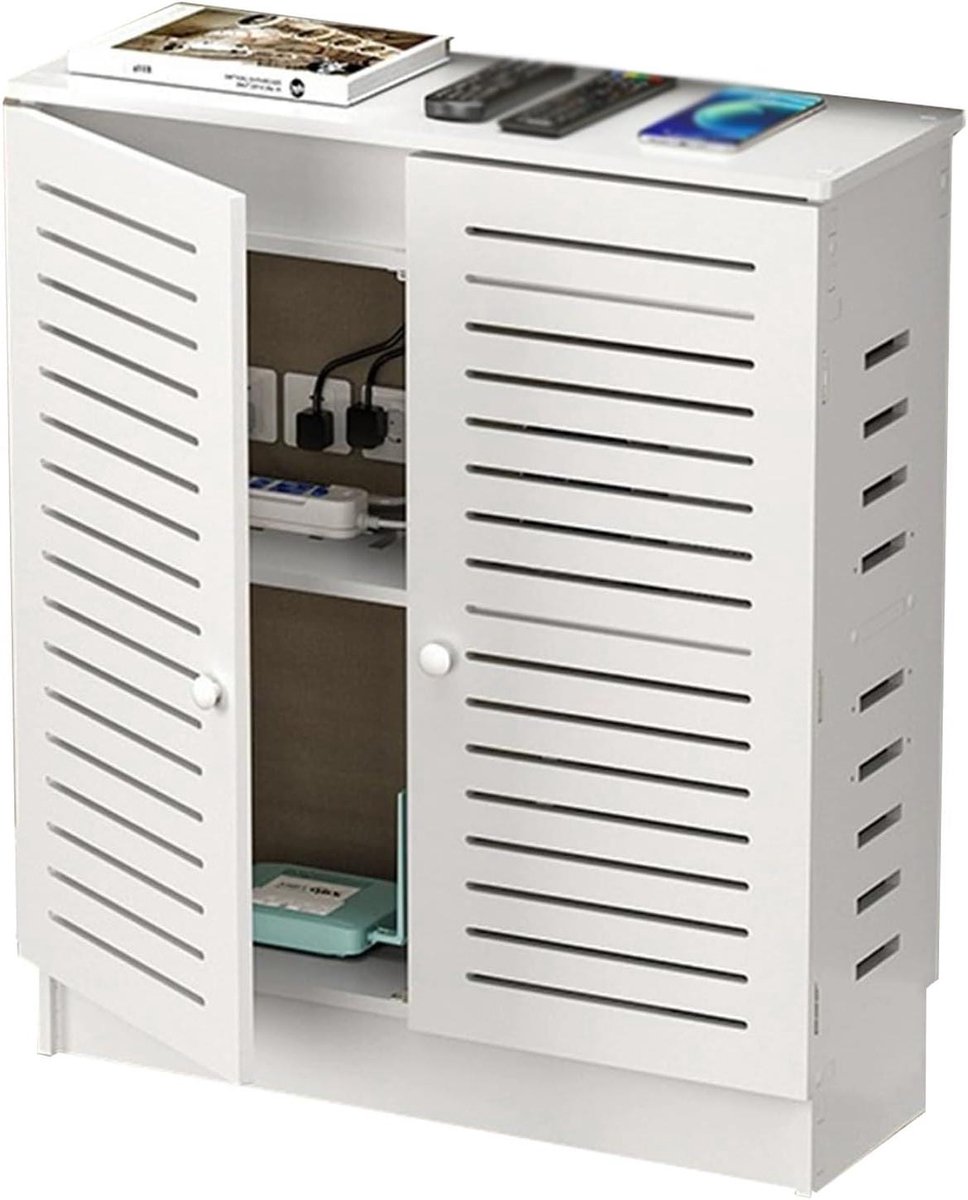 Radiator Plank - Opbergkast Router - Thuis Kantoor - Verstelbare Planken - 70x70x30cm - Wi