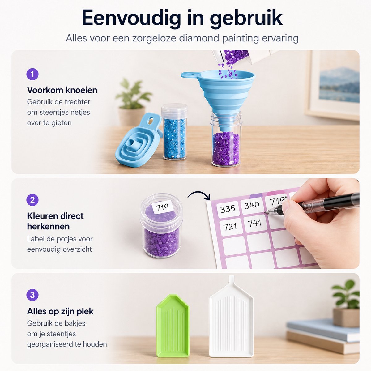 BOTC Diamond Painting Opbergdoos - 60 Potjes - 90 Delig Sorteerdoos set Incl. Toolkit - Zwart — afbeelding 3
