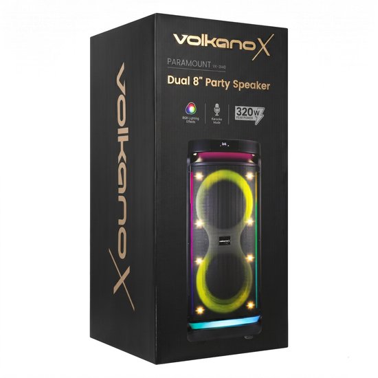 VolkanoX Paramount Bluetooth Party Speaker - Incl. Microfoon - 320 watt - Karaoke - LED-verlichting - TWS - Gitaar ingang van VolkanoX — afbeelding 5