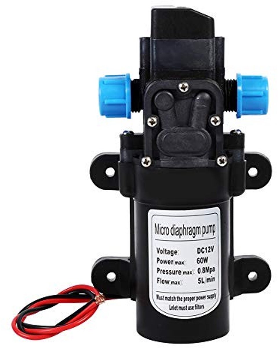 SVGCommerce - Waterpomp - Zelfaanzuigende drukwaterpomp - Compact model - Zwart - Hogedrukpomp - Voor tuinsproeiers en douches - 12V