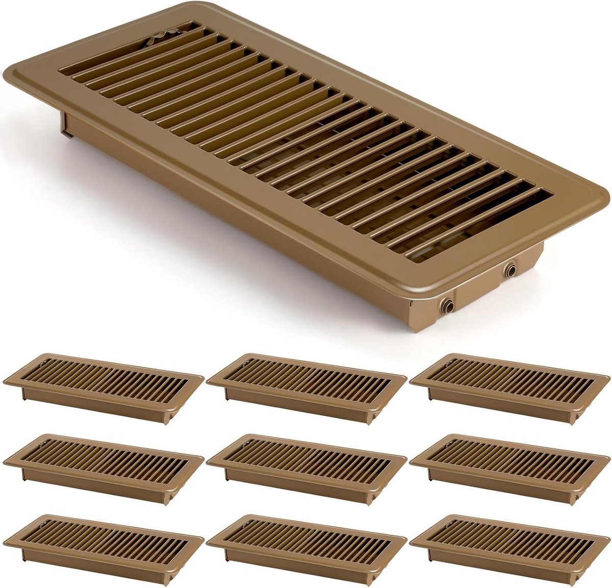 Vloerventilatiehoezen - Roosters ventilatie - Decoratie woning - Roestbestendig aluminium - 10 x 30 cm - Bruin