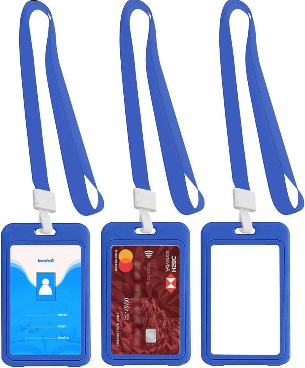 Set van 3 Verticale ID Kaarthouders met Lanyard, Transparante Waterdichte Kaartbescherming voor Kantoor en Evenementen