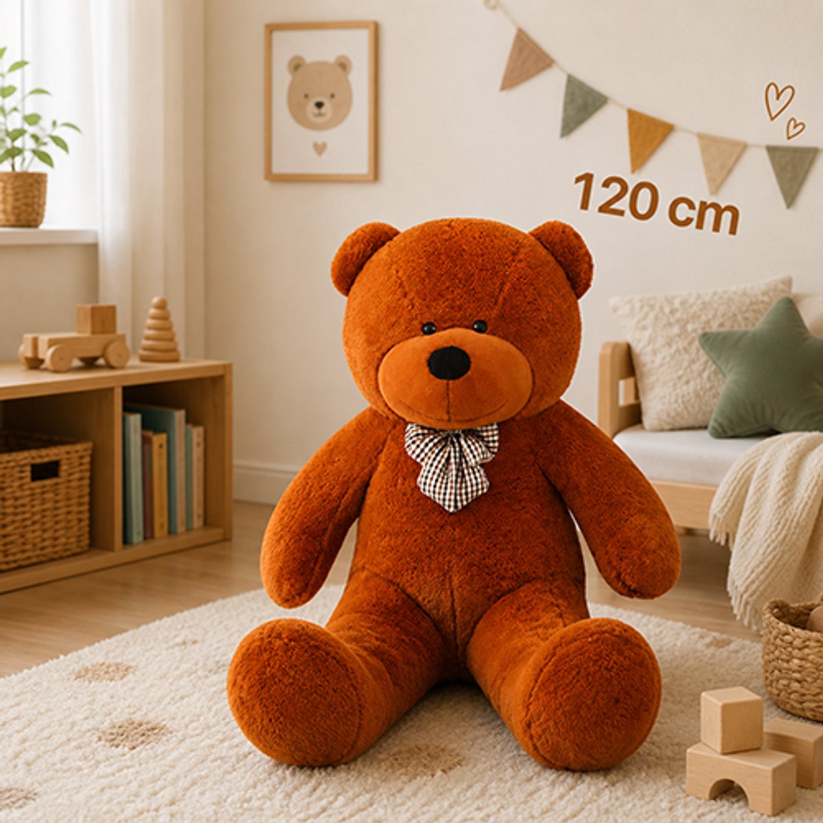 Grote Knuffelbeer - Grote bruine knuffelbeer - 120 cm - Zacht en knus