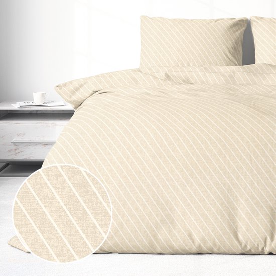 Dekbedovertrek 100% Katoen Premium - 200 x 200(220)cm - Tweepersoons - Jeans Beige van Merkloos — afbeelding 3