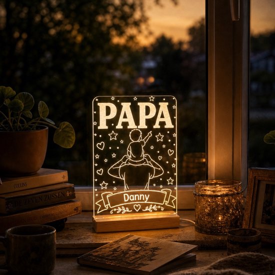 LED Lampje Papa Gepersonaliseerd met Namen - Vaderdag Cadeau van Merkloos — afbeelding 3