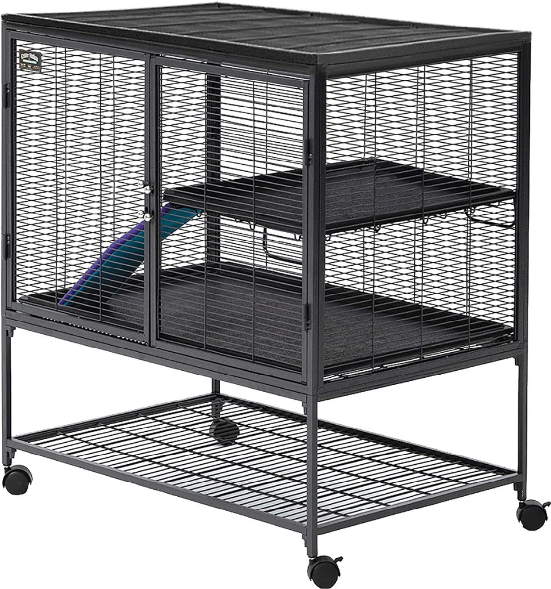 YOR® Rattenkooi - Frettenkooi - Chinchilla kooi - Knaagdierenkooi Op Wielen - Verwijderbare onderste la – 91,44 x 60,96 x 62,23 cm - Grijs - 92cm x 64cm x 98cm