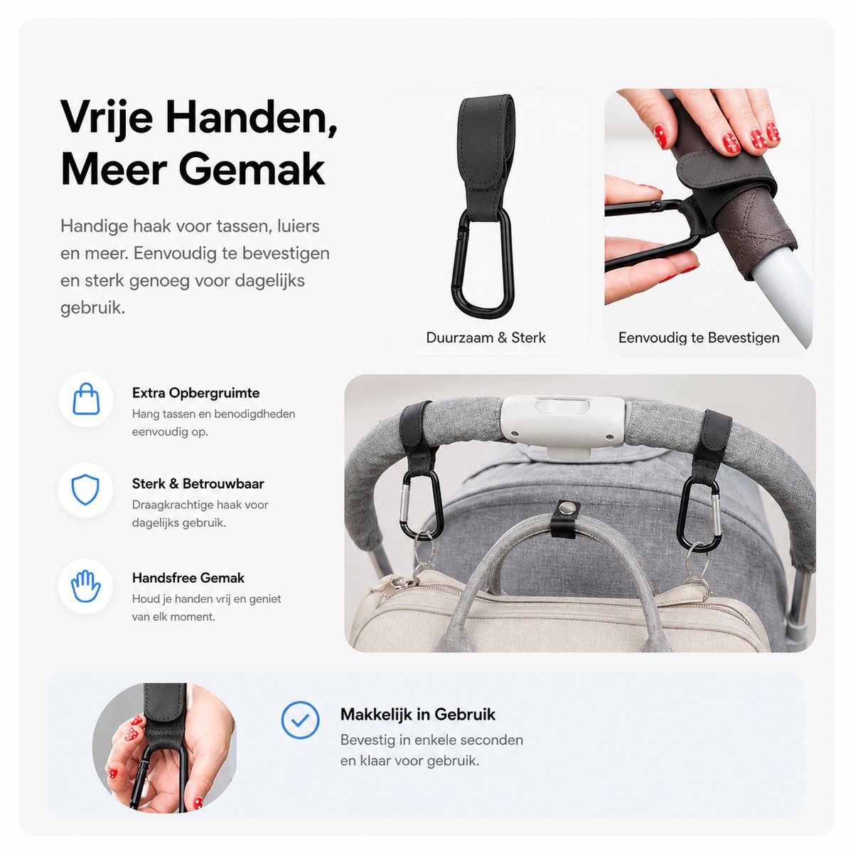 BOTC BOTC Leather Kinderwagen Tassenhaakjes - afbeelding 3