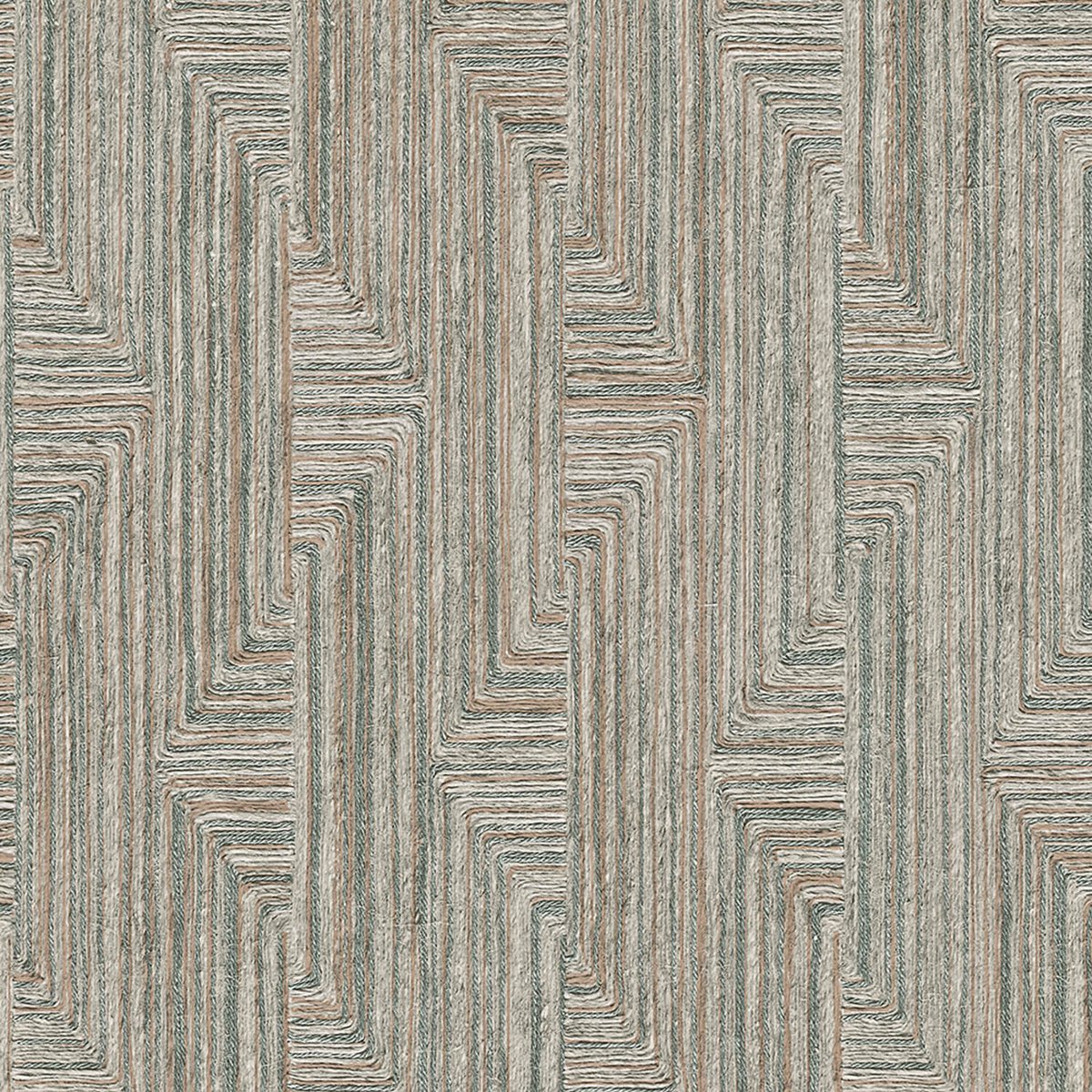 Etnisch behang Profhome SA524014-DI vliesbehang hardvinyl warmdruk in reliëf gestempeld in textiel look en metalen accenten turkoois petrol grijsbeige parelmoer-goud 5,33 m2