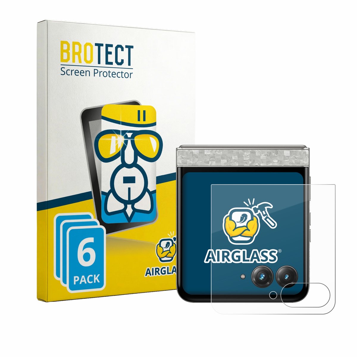 Screenprotector 6 Stuks voor Motorola Razr 70 (Achterdisplay) Beschermglas transparant