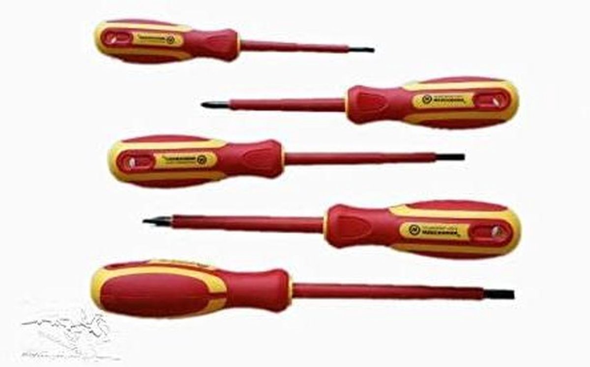 Schroevendraaierset - Handgereedschap Set - Elektra Werk - Geïsoleerd 1000V - 5 Delig - Rood