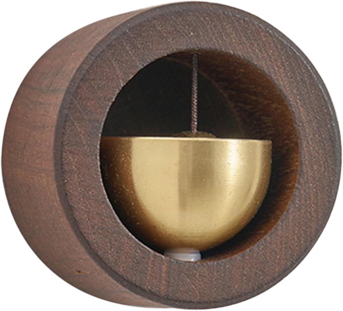 Magnetische Deurbel - Houten Deurbel - Welkom Thuis - Aangenaam Geluid - 5 cm Diameter - Zwart Walnoot