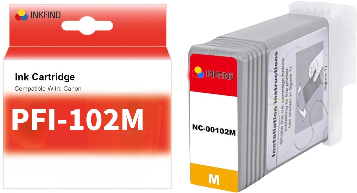 INKFIND PFI-102 Magenta Inktcartridge compatibel met Canon PFI-102 - 1-pack Magenta*1